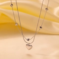 Chic 18k gold double-layered heart necklace with snake chain and mini heart charms - Double Layered Heart Style (H342) / Steel