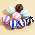 Colorful striped 10-12mm acrylic round beads for DIY bracelet jewelry making with hole - 16mm Watermelon Stripe Beads Mixed Colors