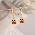 Chic golden crab earrings with red oval zircon stones and secure hoop closures - Crab Style (3# Crab)