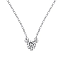 Exquisite S925 sterling silver reindeer necklace with sparkling round zircon pendant - Reindeer Antler Round Zirconia Necklace / Silver Necklace - Reindeer Style