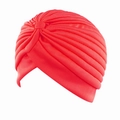 Ethno-Stil Falten-Turban-Mütze in kräftigem Rot aus elastischem Strickgewebe - Einheitsgröße / Rot