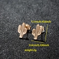 Minimalist cactus earrings in gold stainless steel, size 1.1cm by 0.6cm dimensions - 092 Cactus / Rose Gold