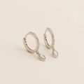 Orecchini a cerchio in argento S925 con opale e zirconi lucidi finitura oro bianco - Argento 925 / Oro Bianco