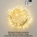 6m Warm White LED String Lights with 1000 LEDs and 8-Function Remote Plug Control - 30m 1000LED Plug-in Set / Silver Wire Warm White