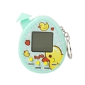 Virtual pet toy game in mint green plastic with duck print and silver keychain - House Green