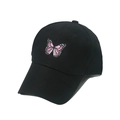 Gorra de béisbol negra con bordado de mariposa para mujer para protección solar al aire libre - M (56-58cm) / Negro
