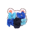 8-piece blue children's hair accessory set with bows and pompoms on a display card - Blue Gradient Series