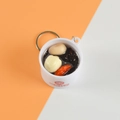 Miniature food keychain featuring a traditional congee bowl with red logo and metal ring - Barrel Diameter 4cm / Red Date Lotus Seed Peanut