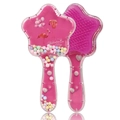 Pink heart-shaped detangling hairbrush with flamingo print and internal liquid glitter - 05-Flamingo Balloon