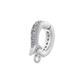 Macro detail of silver plated pendant connector buckle set with sparkling zircon stones - VK252 Silver Zirconia Clasp