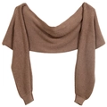 Detailed flat lay of a brown knit shrug sweater for women with ribbed cuffs on white - 07# Upgraded Coffee / 220x35CM