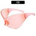 Futuristic Y2K visor sunglasses in translucent orange-pink finish with wraparound lens - Pink