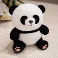 Süßes Panda-Plüschtier in Schwarz-Weiß mit gestickten rosa Pfoten und weichem Fell - Basis-Stil ohne Kleidung