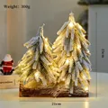 Mini albero di Natale innevato in PE su base in legno con luci LED da 25cm - Doppio Albero Innevato con Luce LED