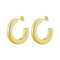 Minimalist thick gold C-shaped stainless steel hoop earrings with high polish finish - C-Type Gold