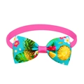 Haustier-Fliege mit tropischem Fruchtmuster, Ananas-Print und rosa elastischem Band - Ananas Blumen