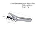 Polierte Spaghetti-Zange aus Edelstahl 20,5 cm Länge für Servierwerkzeuge - 1.0mm Spiegelpoliert / Silber