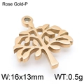 Roségouden roestvrijstalen levensboom hanger 16x13mm voor sieraden maken - 16*13mm (KLJ4329-Z) / Roségoud
