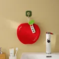 Hanging coral fleece apple hand towel in vibrant red with high water absorbency - Embroidered / Apple (Peace and Joy)