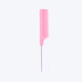 Pettine a coda rosa con denti in plastica e punta in metallo per parrucchieri - Rosa
