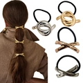 Set aus Punk Metall Haargummis in Gold, Silber und Roségold für geometrische Zöpfe - Set 5 (Knoten & Kreuz Design)