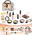 Kids pretend play makeup kit featuring a stylish vanity case with 14 toy accessories - Black Nail Art + Spray [14PCS] English Storage Box