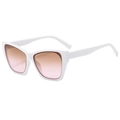 Occhiali da sole vintage cat eye con montatura bianca e lenti sfumate rosa-marrone - Montatura Bianca Lenti Tè Rosa