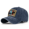 Cappellino da baseball blu navy in cotone lavato con ricamo vintage a palma - Regolabile / Blu Notte