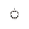 Polished silver stainless steel round glass locket pendant for photos or charms - 25mm Silver Color - Screw Open