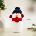Bonhomme de neige en peluche de 25cm avec écharpe rouge et chapeau noir tricoté - 25cm / Bonhomme de neige à chapeau noir de Noël [Petit]