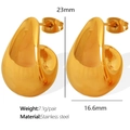 Orecchini a cerchio a goccia in acciaio inossidabile dorato per look quotidiano - Stile EH59 / Oro