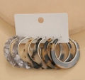 Tres pares de pendientes de aro de acetato en forma de C con motas y carey para mujer - Aro Plateado - Estampado de Leopardo (Juego de 6 Pares)