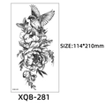 Black and white flower and bird tattoo sticker variant model XQB-281 size 114x210mm - Birds and Flowers (XQB-281)