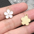 White enamel cherry blossom pendants with gold alloy plating for jewelry making - 1Pc White Flower 14x17mm