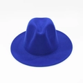 Detail of royal blue wide brim wool fedora hat showing refined felt texture and classic crown - Adult 58CM / Royal Blue