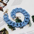 Matte foggy blue resin bag chain strap with polished gold metal spring ring clasps - 45cm / Sky Blue