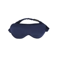 Dark blue 22 momme mulberry silk sleep mask with elastic pleated headband and satin finish - Navy Blue