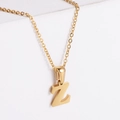 Minimalist 18k gold plated stainless steel necklace featuring a brushed letter Z pendant - Letter Z