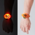 Halloween glowing pumpkin LED wristband for kids with dark and light contrast view - Pumpkin Watch / Orange