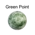 Polished 16mm Green Point natural crystal ball with unique speckled texture - Green Spot Jade