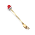 Golden stainless steel Christmas fork with a 3D red and white Santa hat decorative handle - Christmas Hat Fork / Titanium Gold
