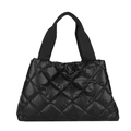 Sac fourre-tout matelassé noir tendance avec motif de losanges en coton spatial - Noir