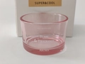 Pink transparent glass oil diffuser jar with white decorative text and gift box - Pink Glass Empty Cup