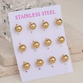 Set di 6 paia di orecchini a sfera in acciaio inossidabile dorato su cartoncino - Oro
