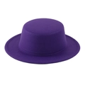 Flat top deep purple wool felt hat with clean brim stitching and vintage boater style - Purple