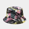 Close-up of bucket hat showing palm leaf silhouettes and leopard spots on canvas - M (56-58cm) / 15# Palm Leaf Leopard