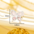 Chic butterfly stud earring in silver titanium steel with pink crystals and size dimensions - Silver Pink Butterfly Style (A315-1#)