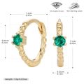 Detailed view of S925 silver gold hoop earrings featuring elegant green zircon inlay - 925 Silver / Yellow Gold (Green)