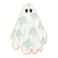 Ghost enamel pin for Halloween with white base, mint green accents and gold finish - Green Pattern Ghost Style (XZ6777)