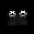 Punk style silver 3D cross stud earrings for men with vintage metallic finish - 3D Industrial Cross Pair / Antique Silver